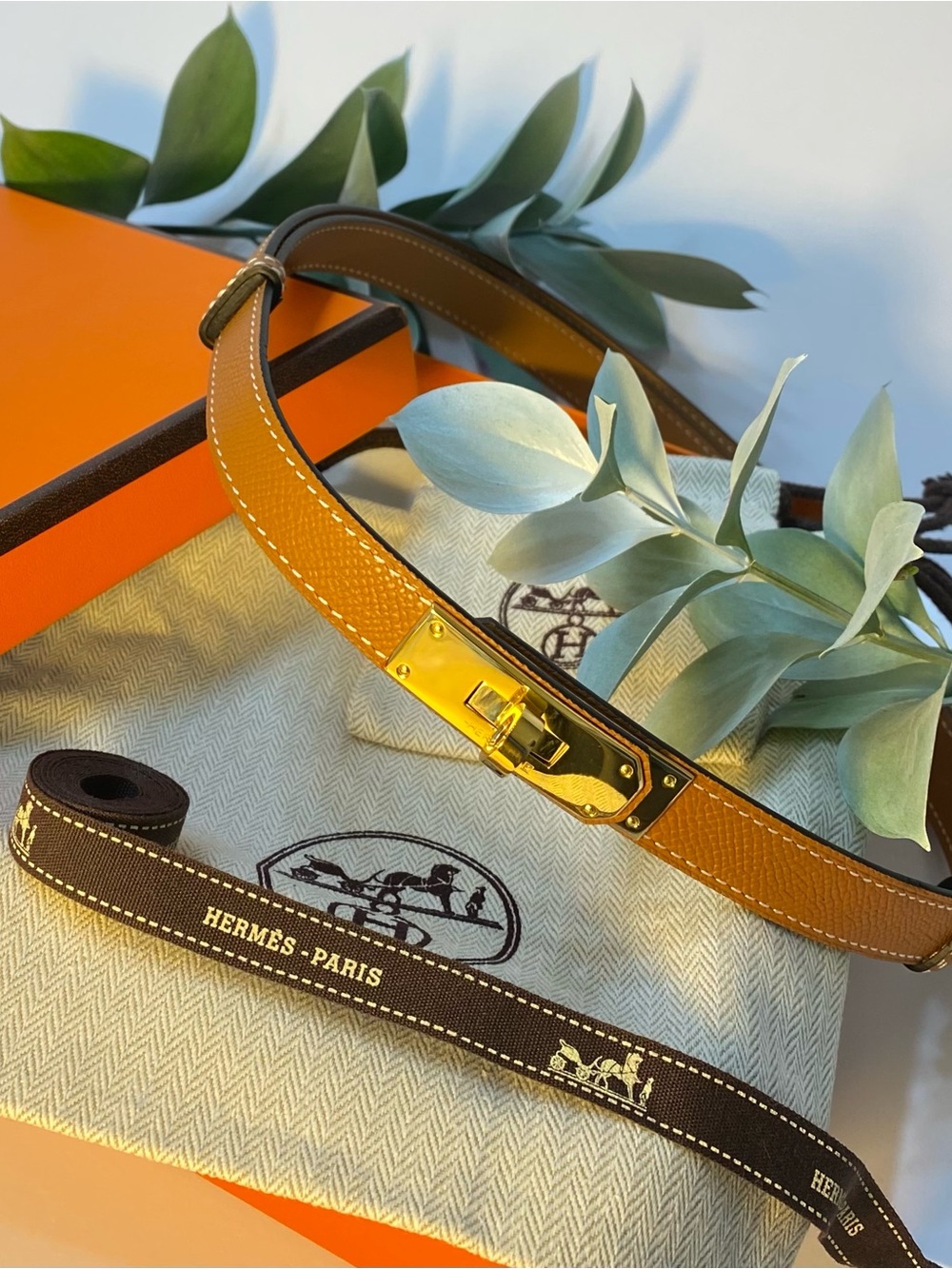 Hermes Gold Epsom Gold Hardware Kelly 18 Belt One Size Adjustable